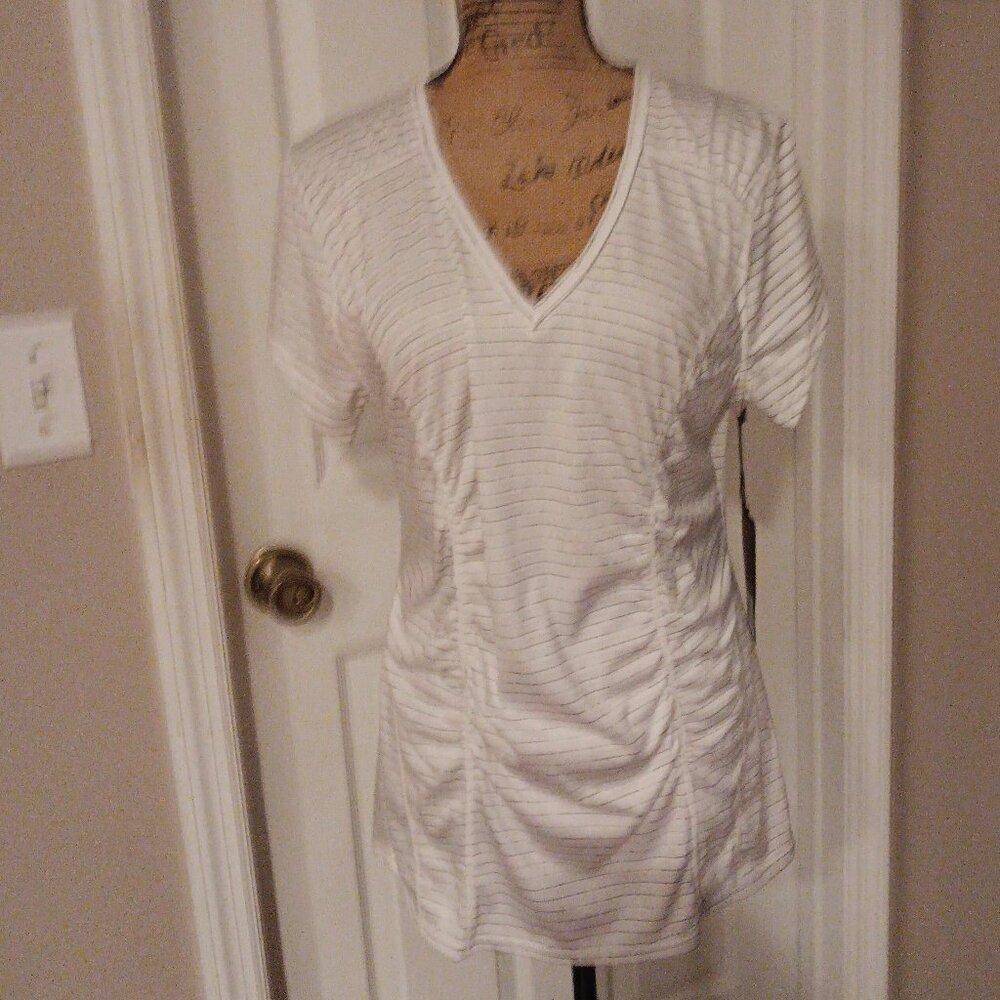 Skechers Performance Rhapsody Top Size XL White with Black Stripes NWT